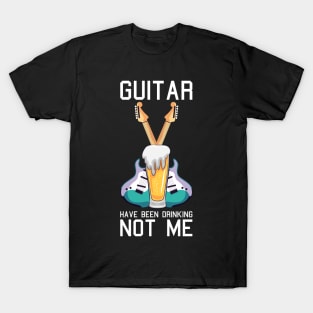 Funny Electric Guitar Graphic Design and Beer Guitarist T-Shirt